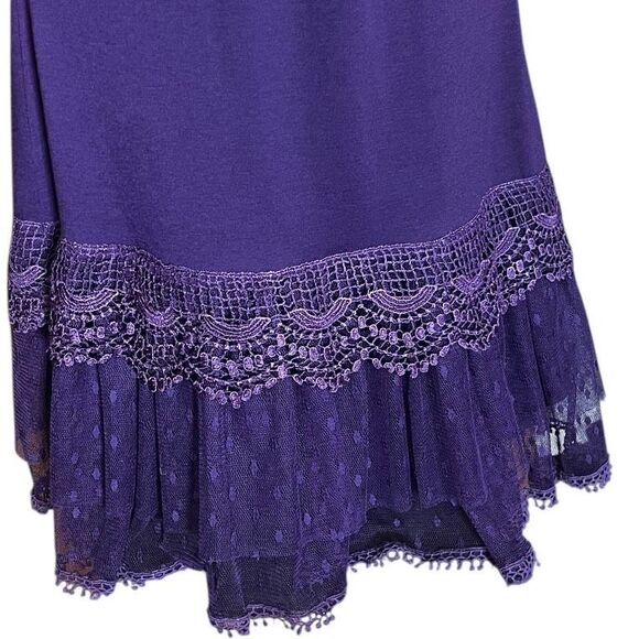 RYU: Purple Women’s 3D Floral Spaghetti Strap Lace Tiered Hem Dress - Picture 4 of 10